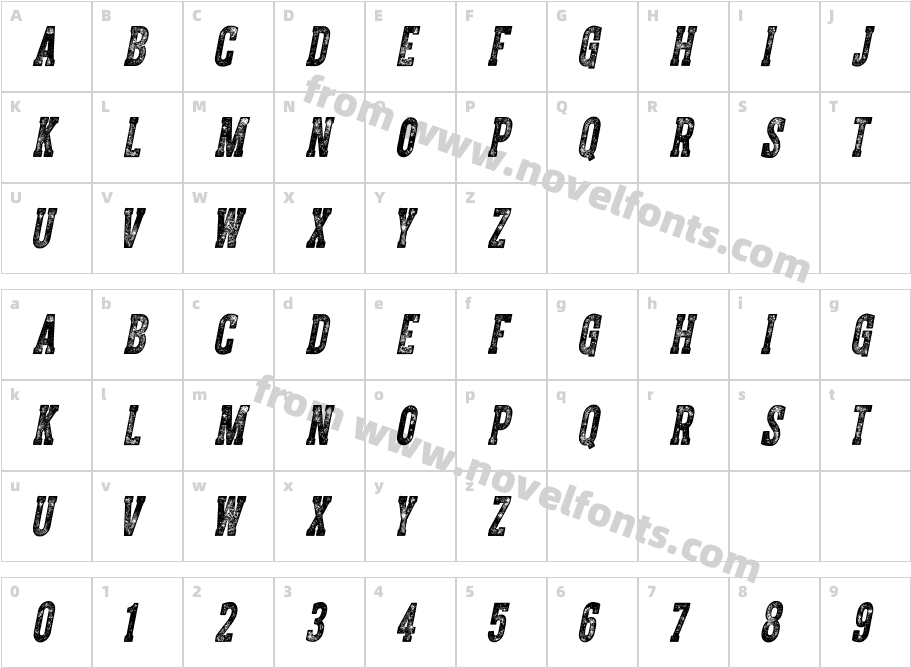 Cpl Kirkwood Slab ItalicCharacter Map