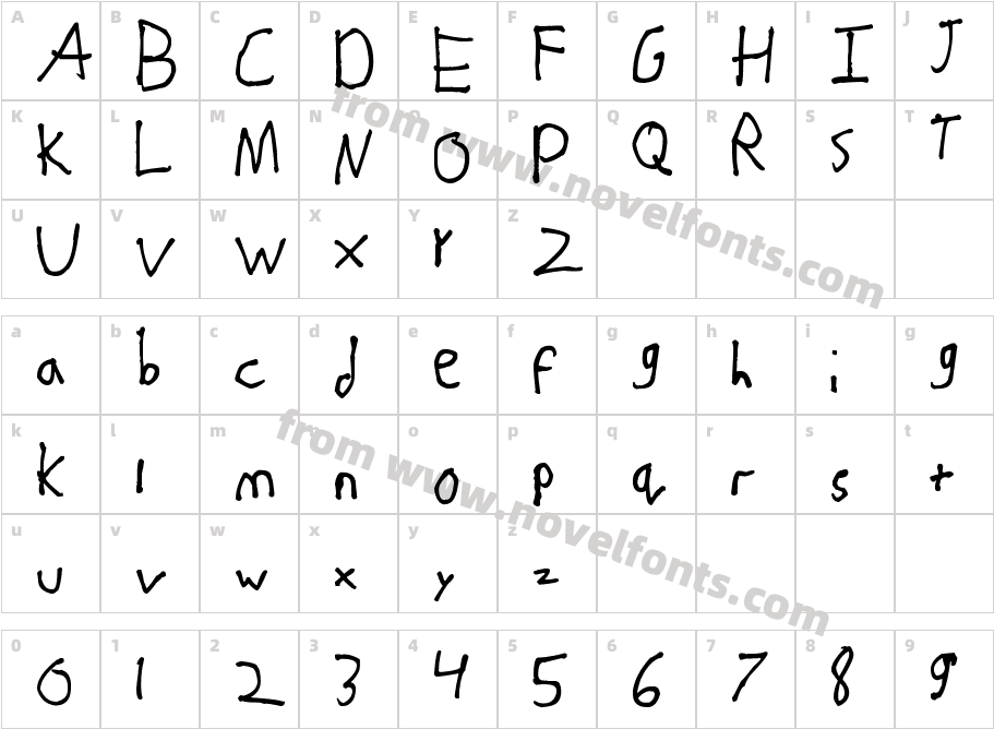 Craig's HandwritingCharacter Map