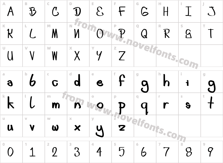 Craze One's first fontCharacter Map