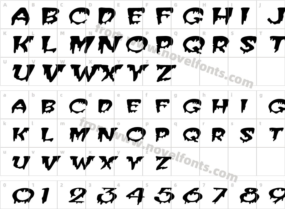 Creeper Extended ItalicSWFTECharacter Map