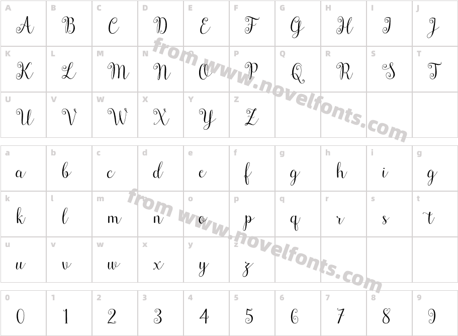 Cresilda ScriptCharacter Map