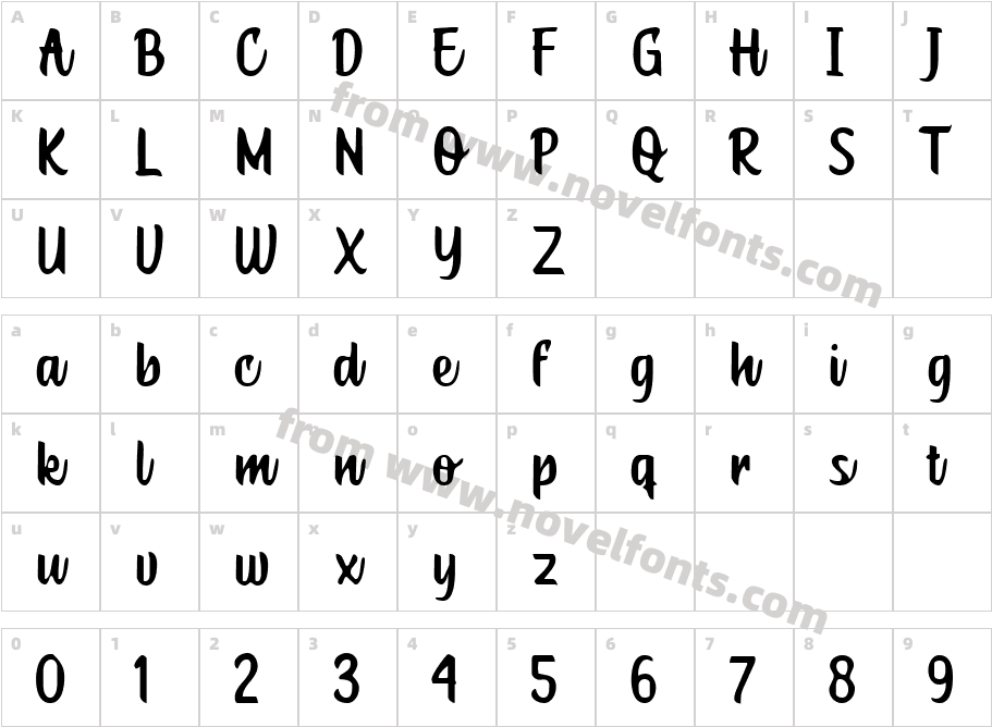 Cuby Fox RegularCharacter Map