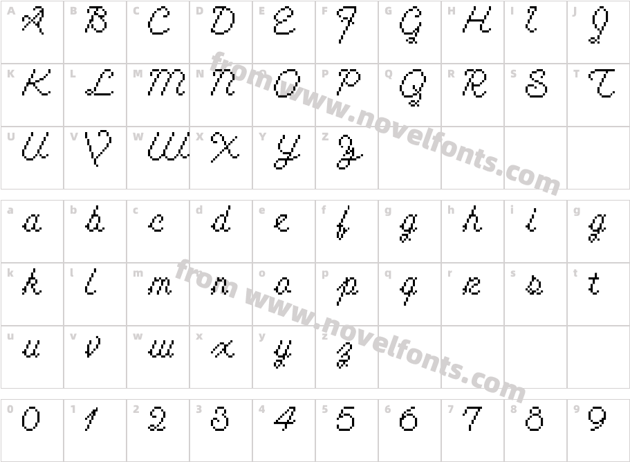 Cursive RegularCharacter Map