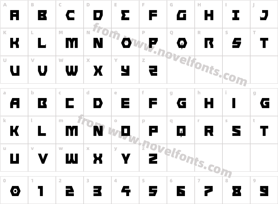 Cyberform CondensedCharacter Map