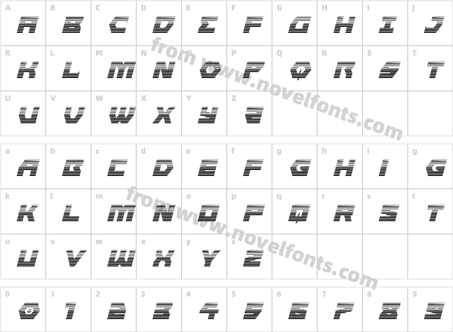 Cyberform Gradient ItalicCharacter Map