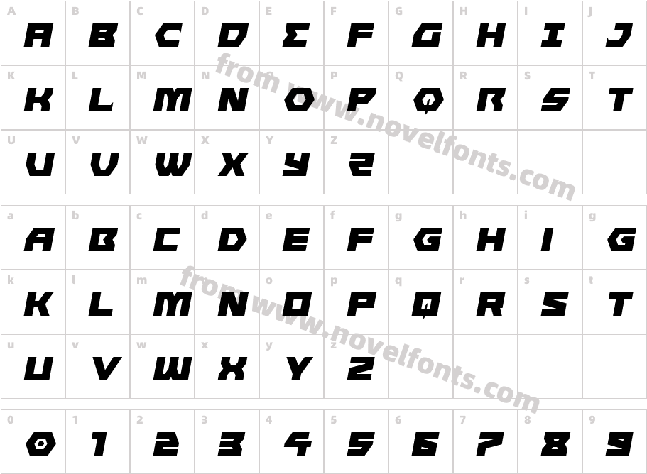 Cyberform Semi ItalicCharacter Map