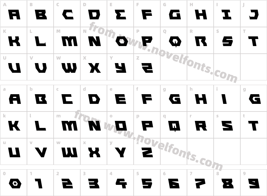 Cyberform Semi LeftalicCharacter Map