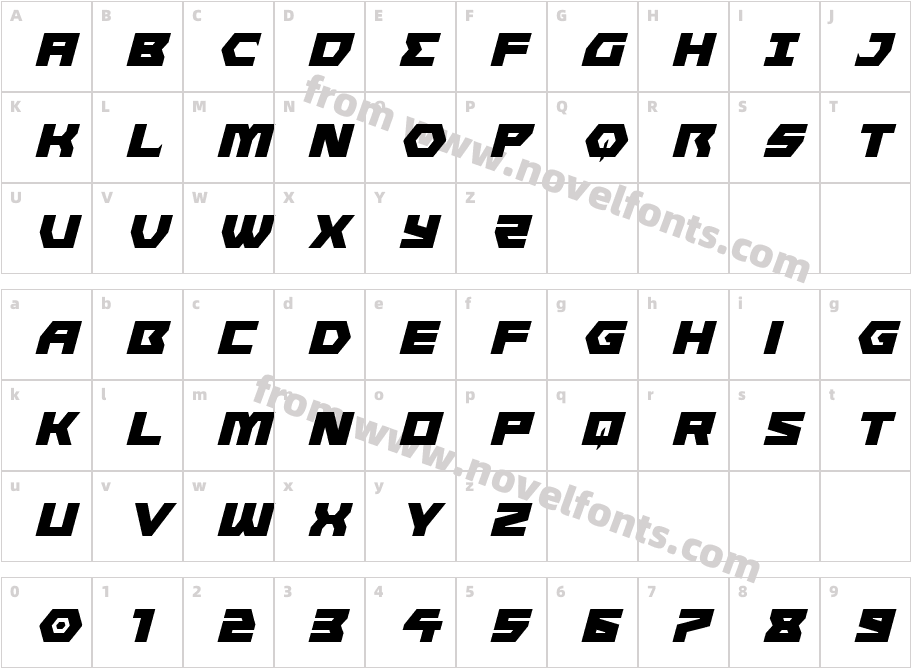 Cyberform Title ItalicCharacter Map