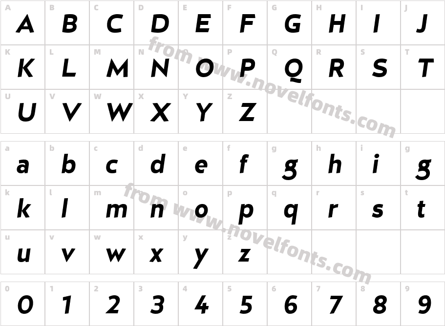 D Hanna Black ItalicCharacter Map