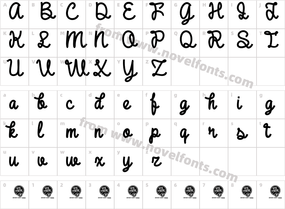 DHF Broffont ScriptCharacter Map