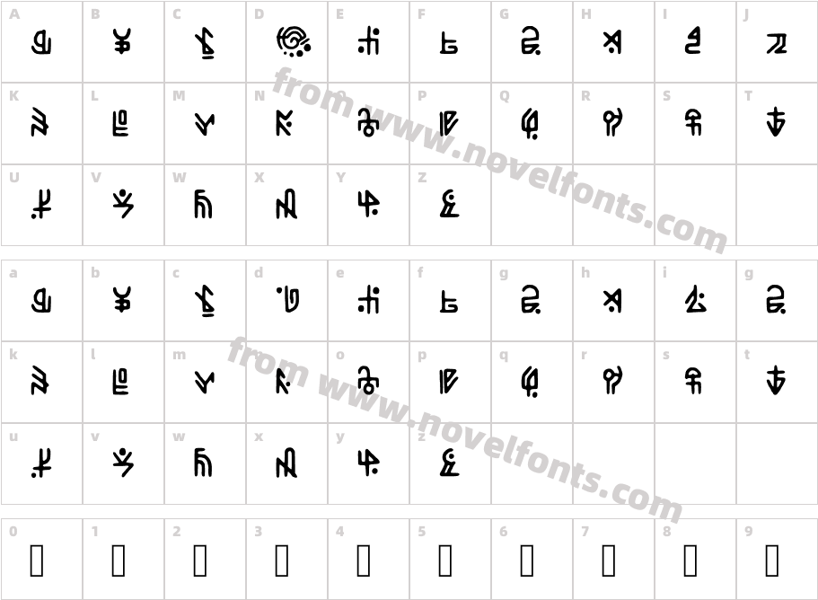 Da Rune RegularCharacter Map