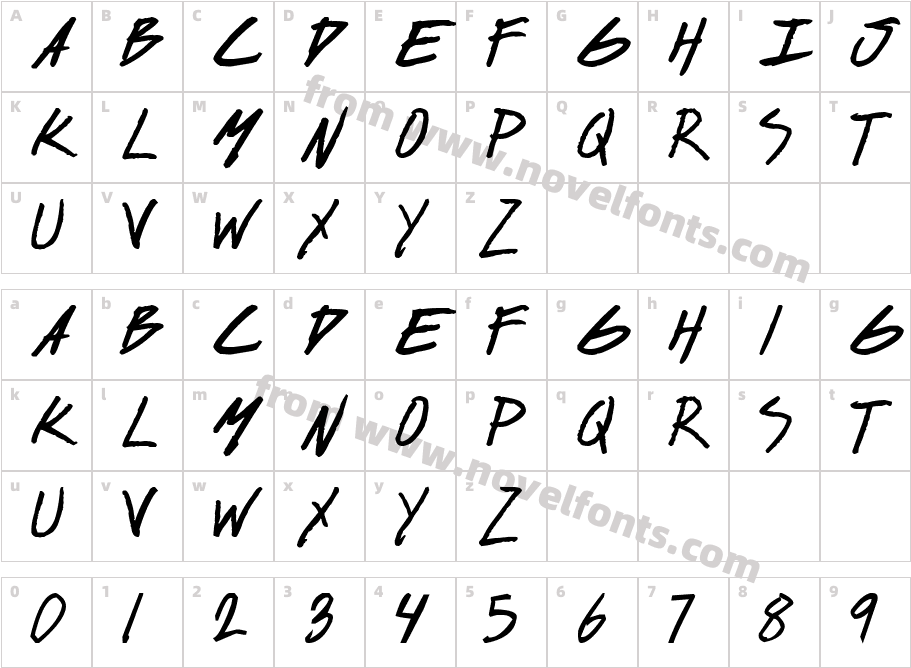 Dark Entries BoldCharacter Map