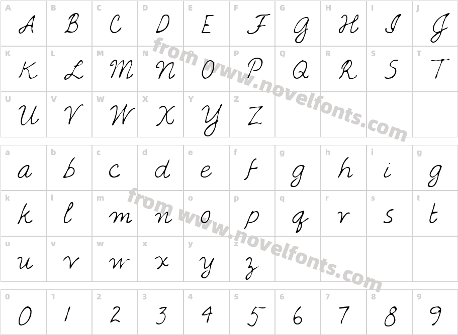 Darlenes Hand RegularCharacter Map
