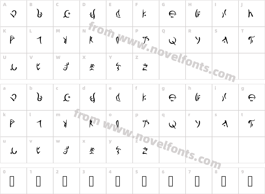 Darnassian Runes RegularCharacter Map