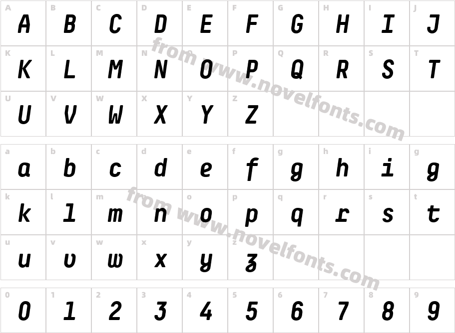 Decima Mono Pro Bold ItalicCharacter Map