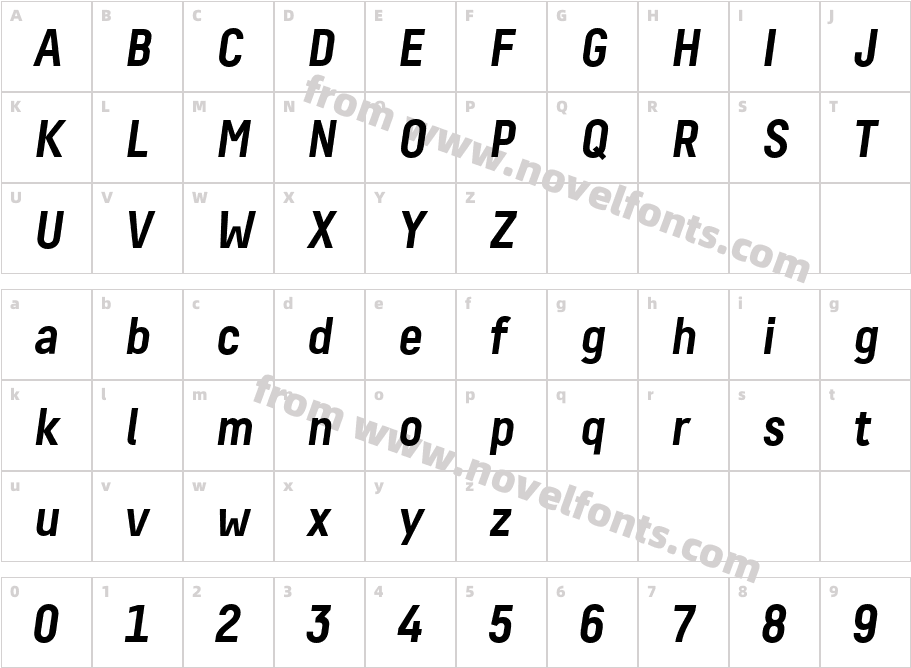 Decima ProA Bold ObliqueCharacter Map