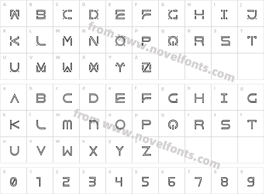 DejavuTF OutlineCharacter Map