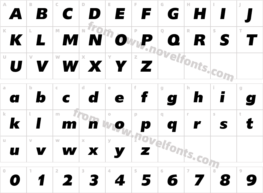 Delargo DT Black ItalicCharacter Map