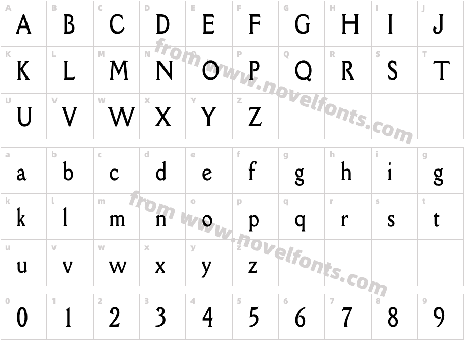 Della Robbia Condensed BoldCharacter Map