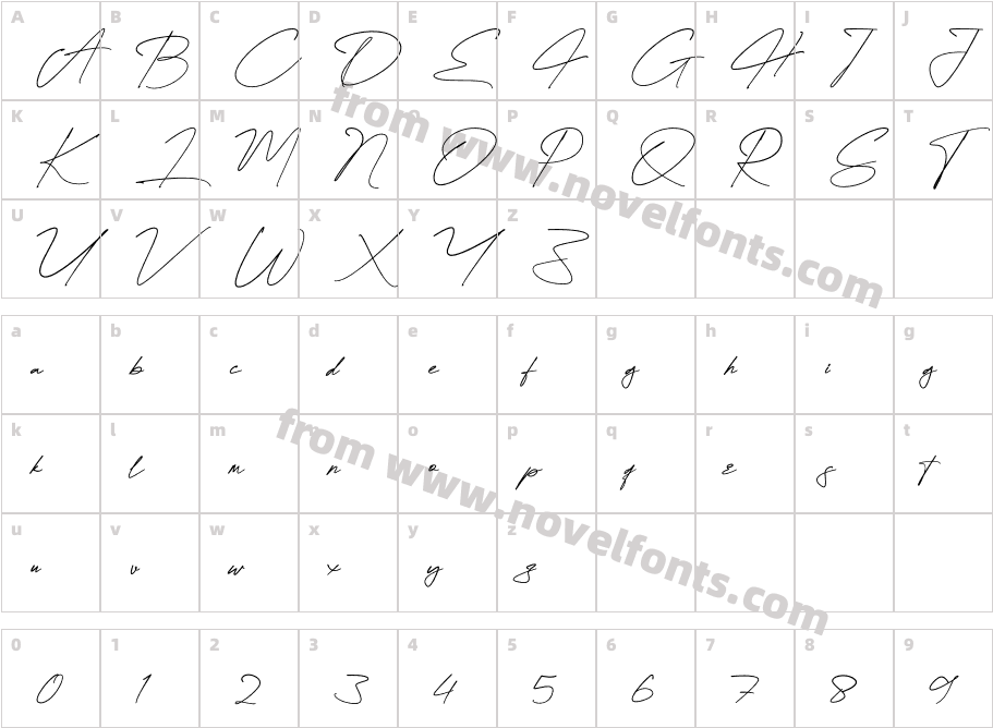 Dellany Signature RegularCharacter Map