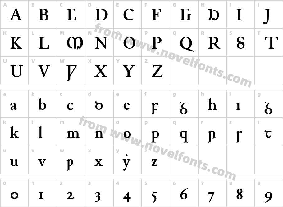 Junius BoldCharacter Map