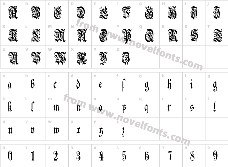 Deutsche Gothic BoldCharacter Map