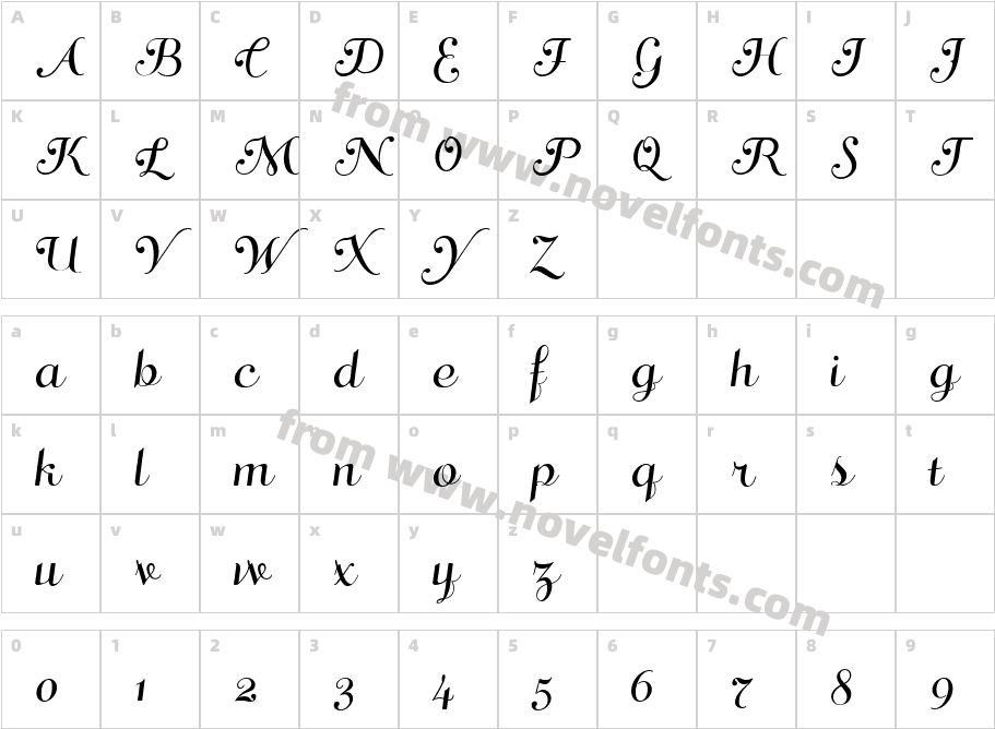 Di Valzer ScriptCharacter Map