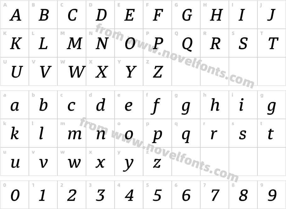 Diaria Pro Medium ItalicCharacter Map