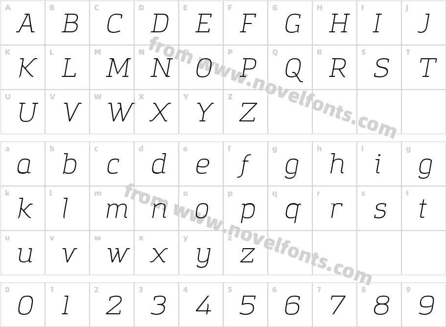 Amazing Grotesk Light ItalicCharacter Map