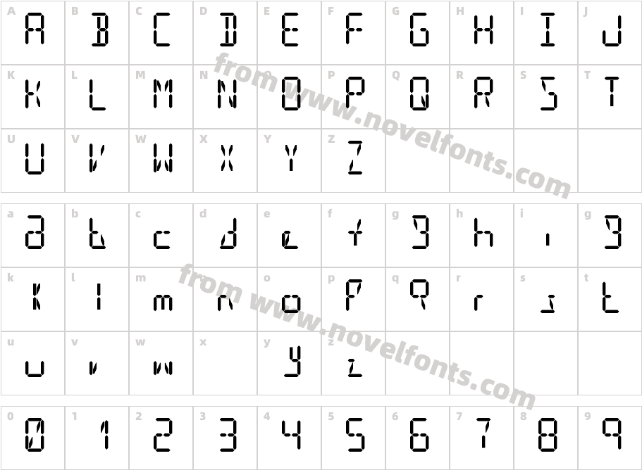 Digit Tech14 RegularCharacter Map
