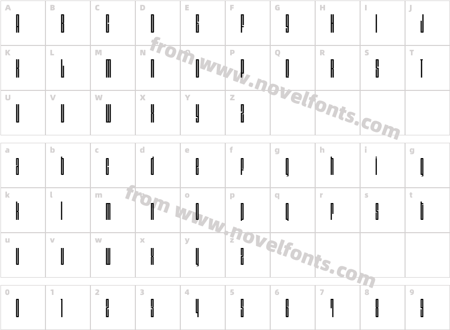 Dimensions 200RCharacter Map