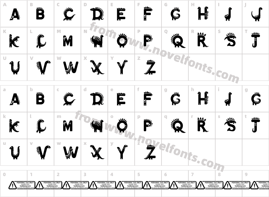 Dino Zone PERSONAL USE ONLY!Character Map