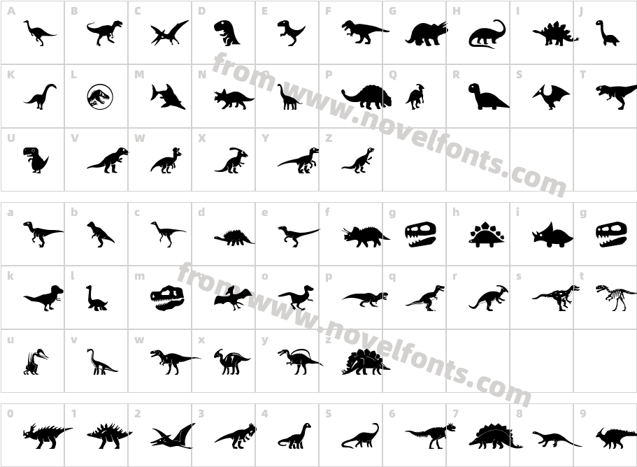 Dinosaur IconsCharacter Map