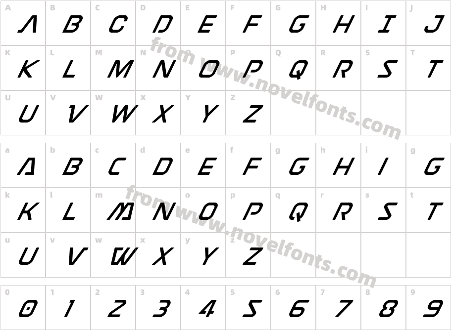 Discotechia Super ItalicCharacter Map