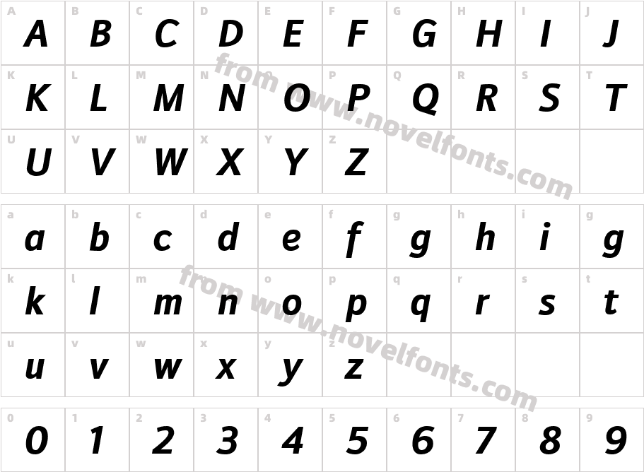 Doradani Rg Bold ItalicCharacter Map