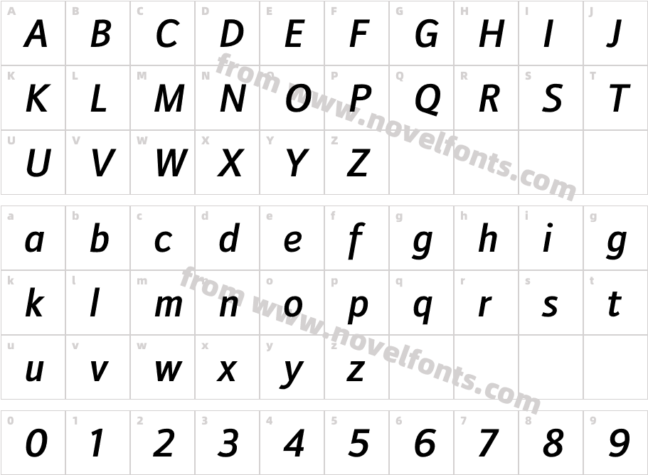 Doradani Sb ItalicCharacter Map
