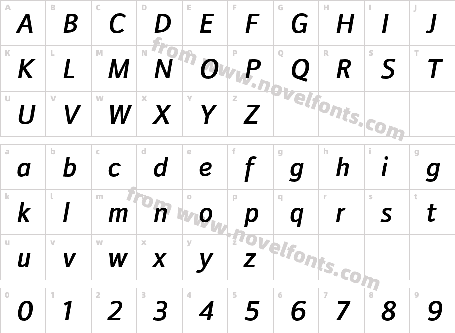 Doradani Sb ItalicCharacter Map