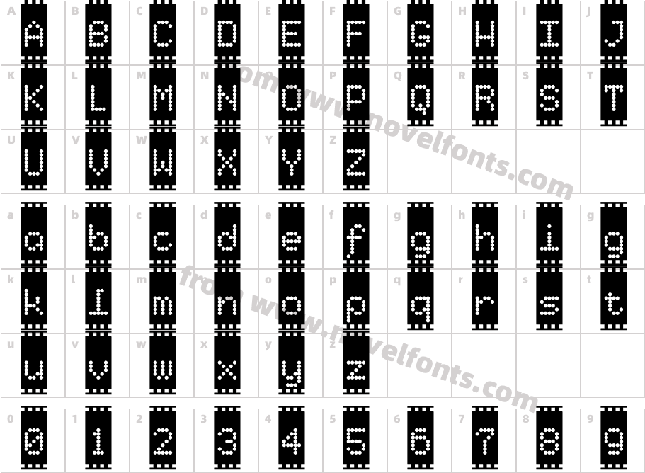 Dots Type ' On Film'Character Map