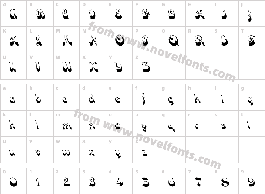 Down WindCharacter Map