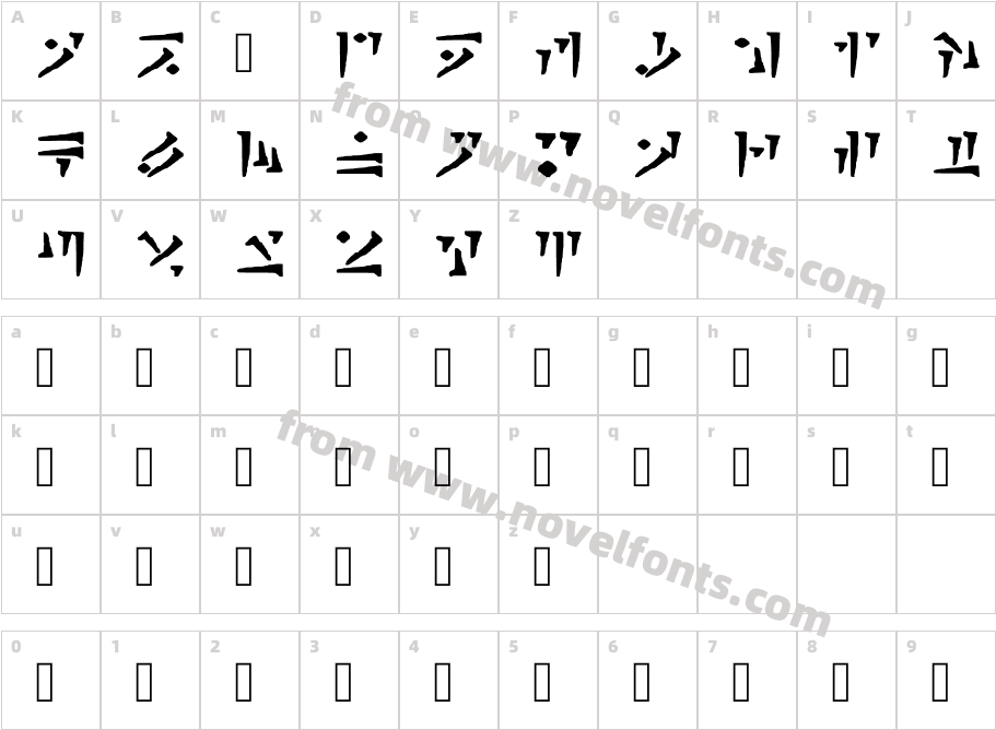 Draconiano RegularCharacter Map