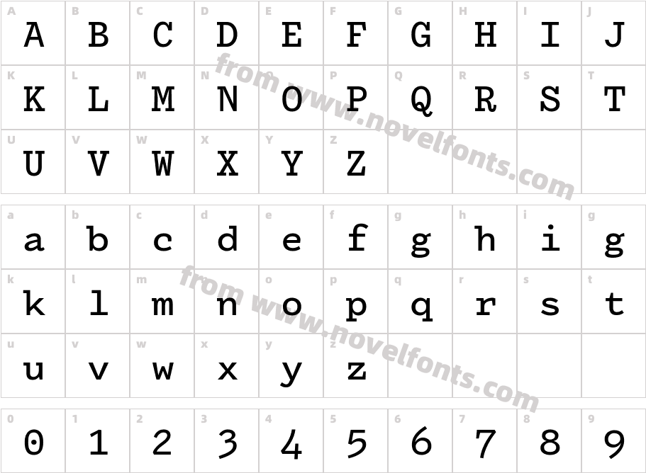 DraftingMono-MediumCharacter Map