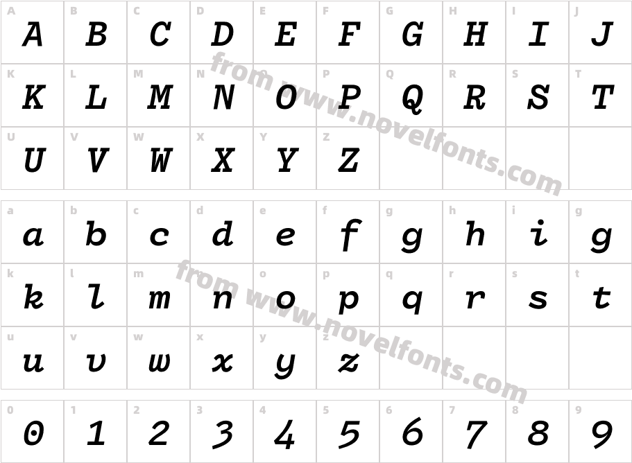 DraftingMono-SemiBoldItalicCharacter Map