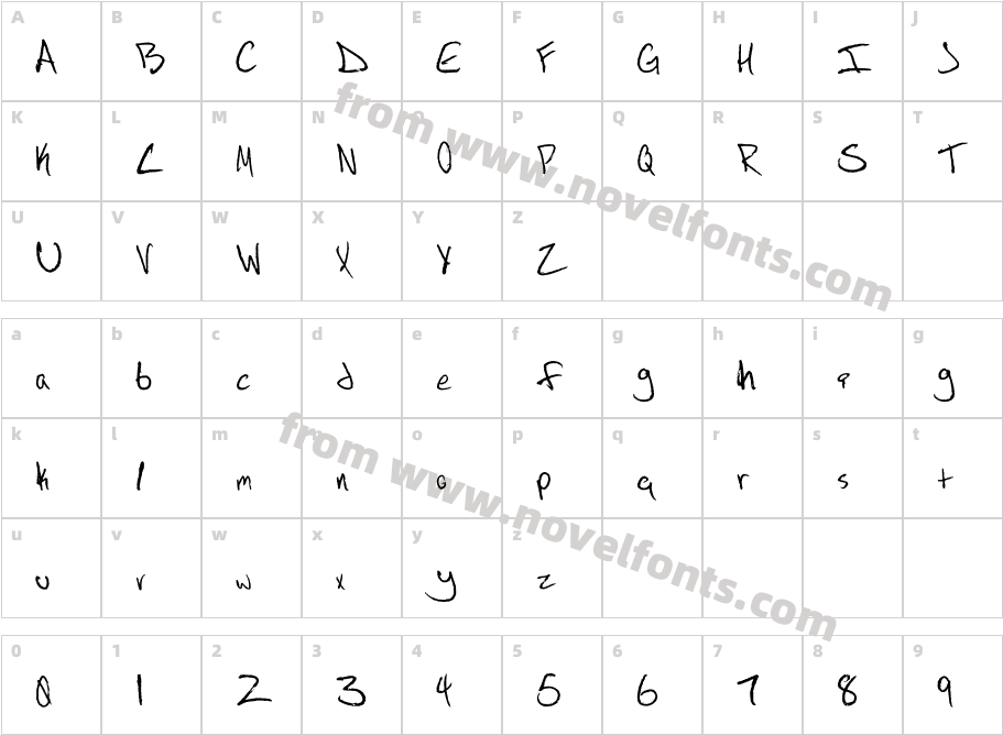 Drew Type FontCharacter Map