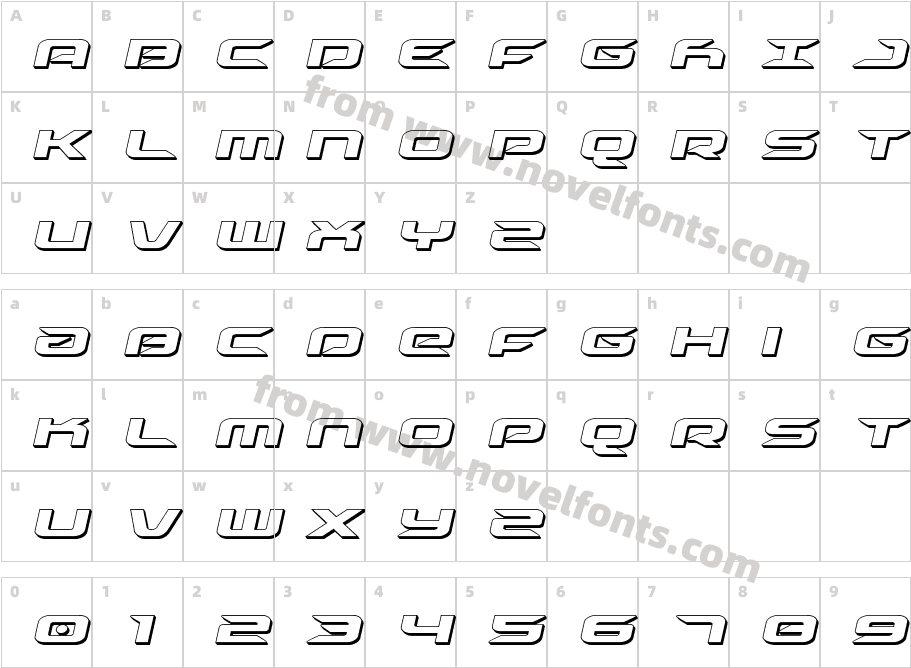 Drive 3D ItalicCharacter Map
