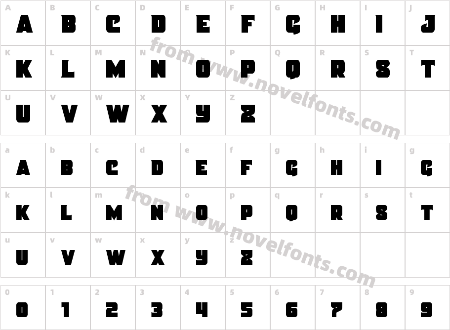 Justice Condensed StraightCharacter Map