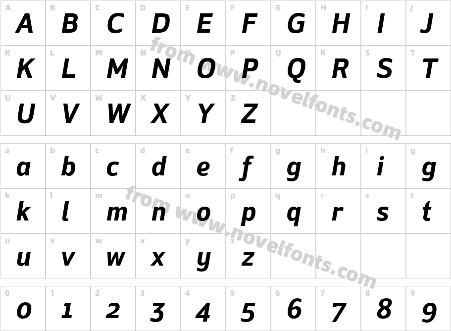 Due Bold ItalicCharacter Map
