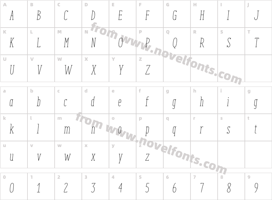 ENYO Slab Light ItalicCharacter Map