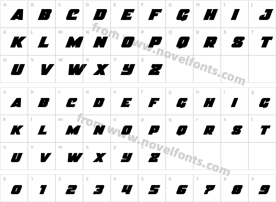 Justice ItalicCharacter Map