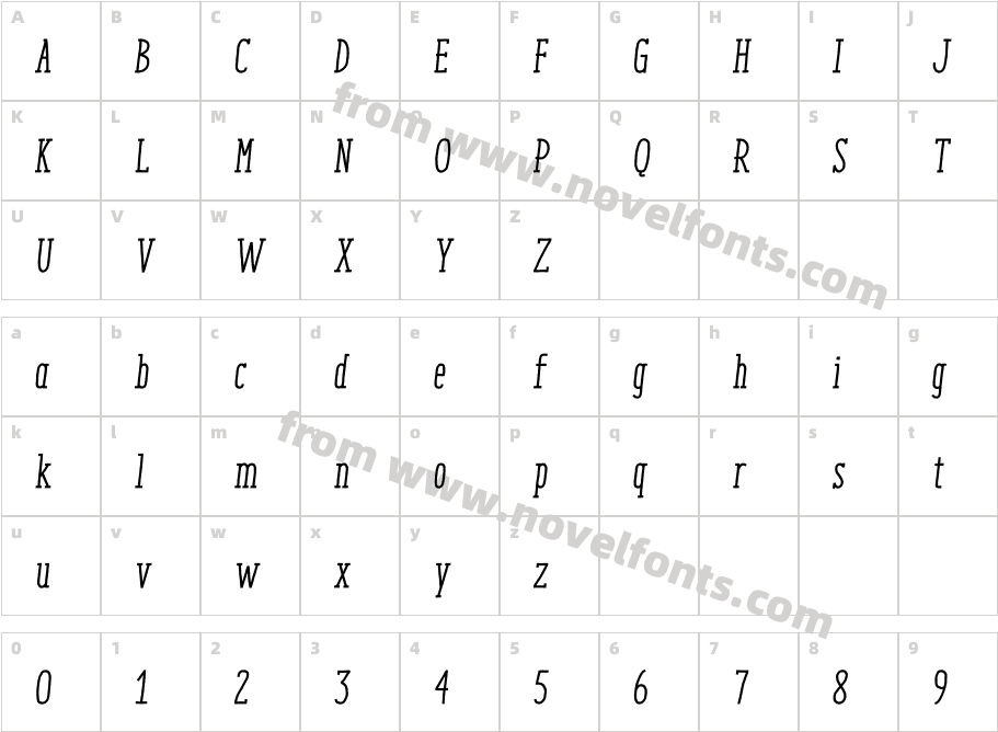 ENYO Slab Medium ItalicCharacter Map