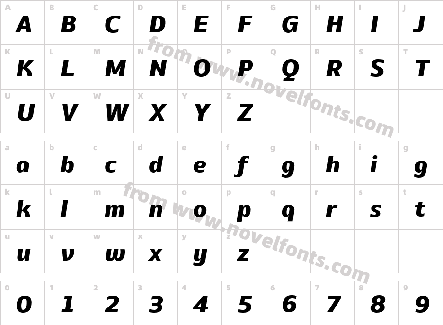 EQ Std Black ItalicCharacter Map